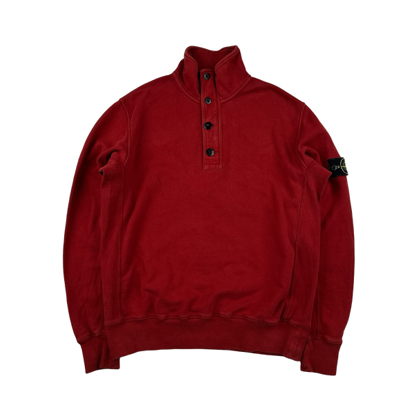 Stone Island Red Cotton High Neck Pullover - XL