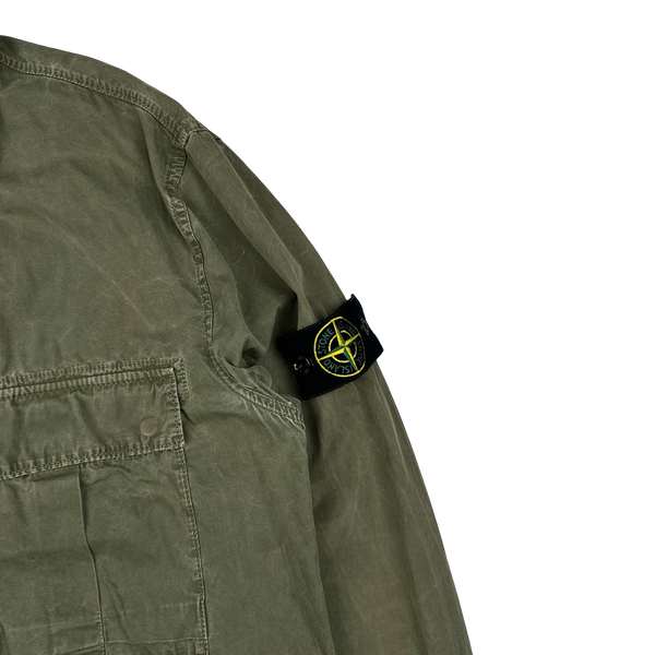 Stone Island 2019 Green Cotton Garment Dyed Overshirt - Medium