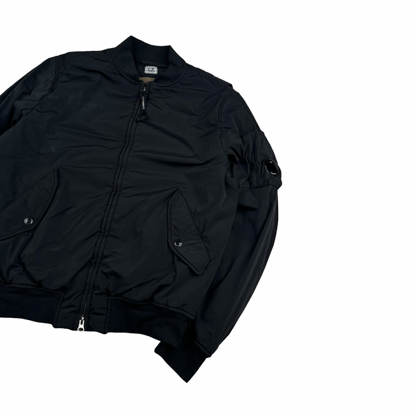 CP Company Black Nycra Stretch Lightweight Bomber Jacket - Large