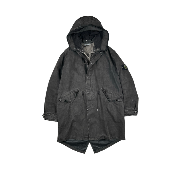Stone Island Vintage 2003 Lino Flax Dutch Rope Dual Layer Wool Hood Parka Jacket - Medium