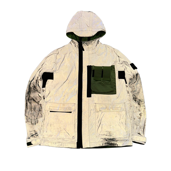 Stone Island 2017 Green Garment Dyed Plated Reflective Mussola Jacket - Medium