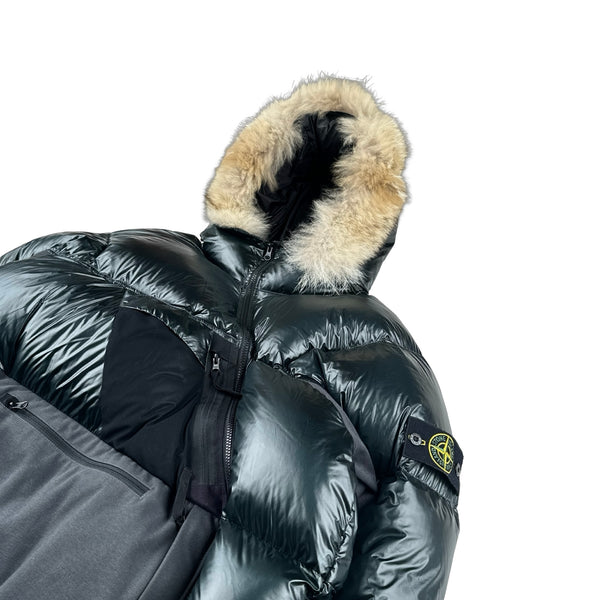 Stone Island 2017 Dark Green Pertex Quantum Fur Hood Puffer Jacket - XXL