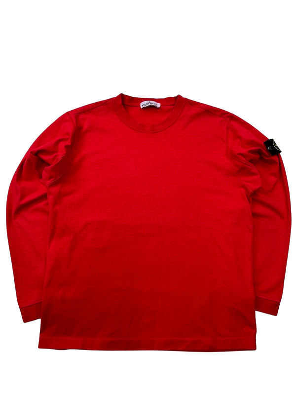 Stone Island Red Crewneck Cotton Jumper - Large