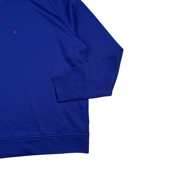 Stone Island Marina 2022 Electric Blue Spellout Pullover Hoodie - Large