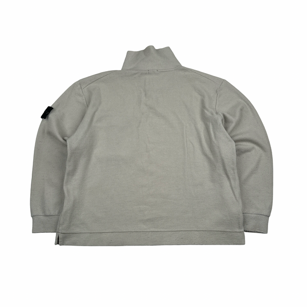 Stone Island 2001 Light Grey Wool Blend Vintage Ribbed High Neck Jumper - Medium