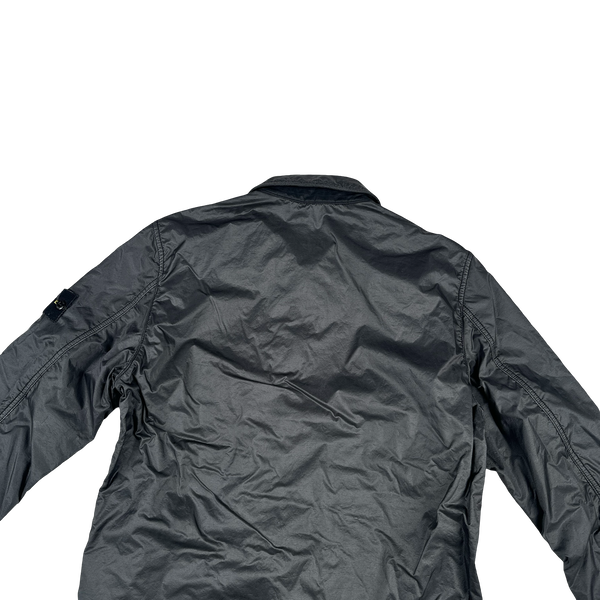 Stone Island 2020 Black Lamy Flock Zipped Overshirt - Small