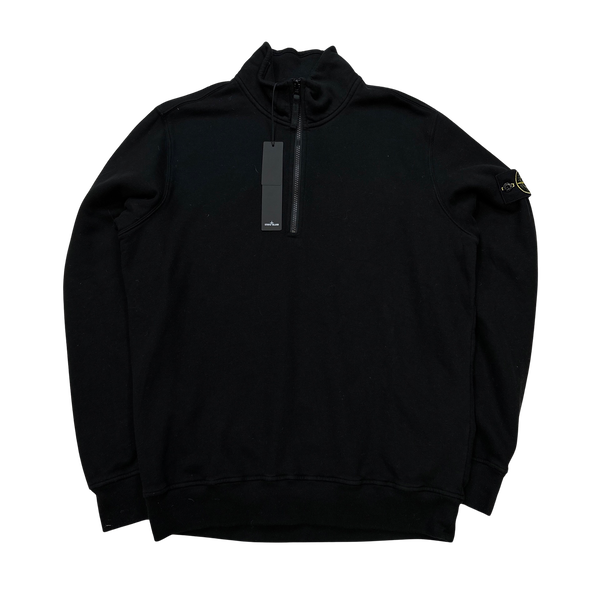 Stone Island 2023 Black Quarter Zip Jumper - Large