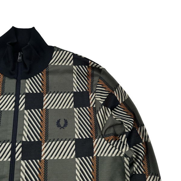 Fred Perry Checked Patterned Zipped Track Top - Medium