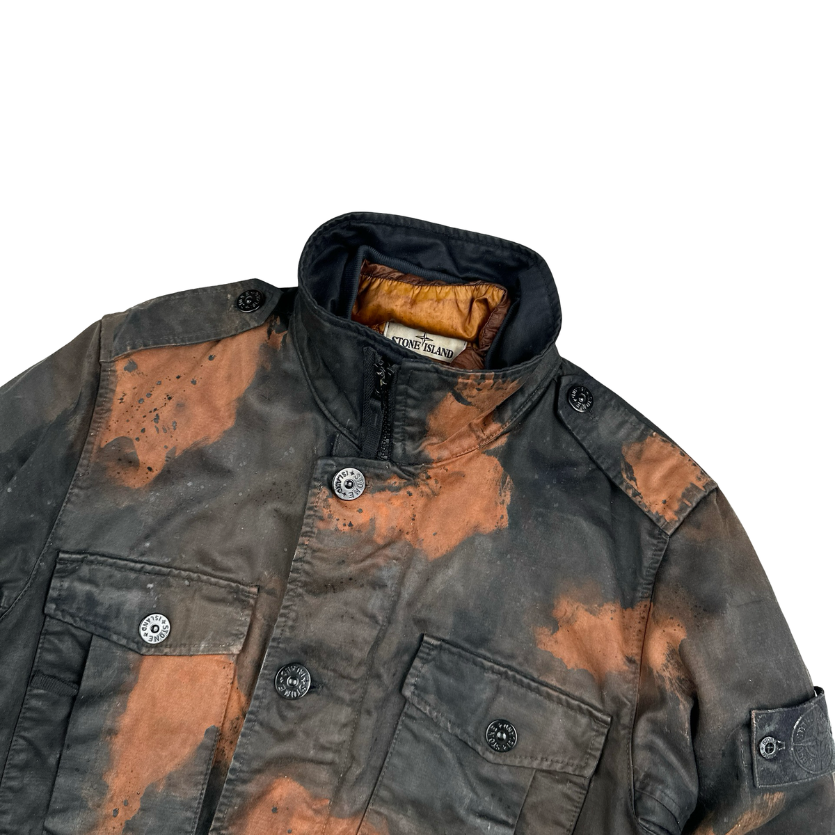 Stone Island Raso Hand Painted Tortoise Shell Camo Field Jacket - Smal ...