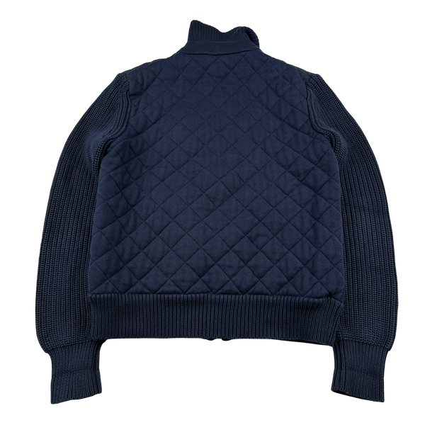 Burberry Navy Quilted Cotton Thick Padded Zipped Jumper - XL