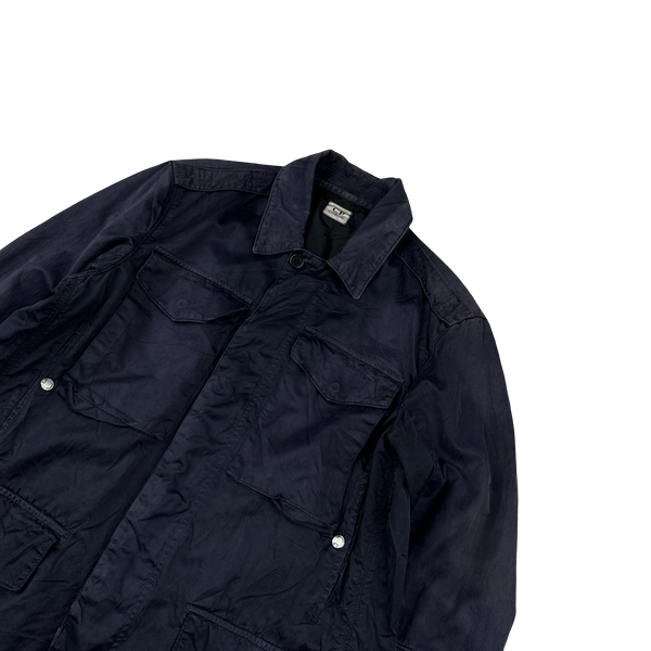 CP Company Navy Vintage Poly Cotton Overshirt - Large