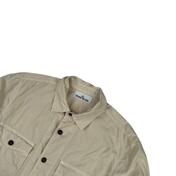 Stone Island 2020 Cream Cotton Buttoned Compass Shirt - Small