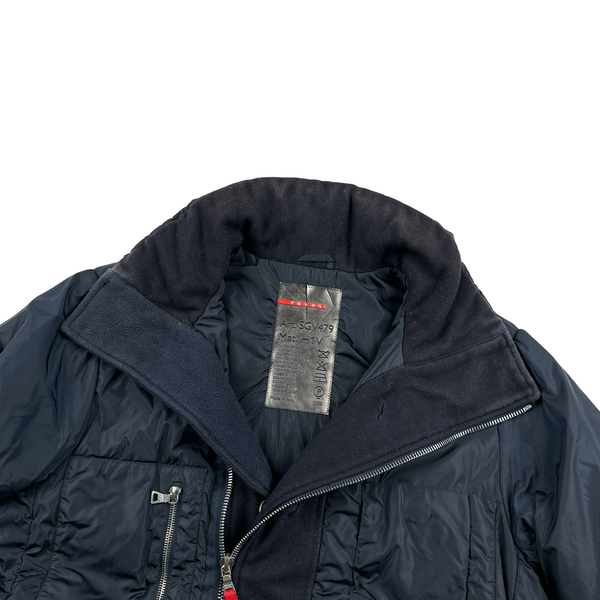 Prada Sport Insulated Navy Nylon Red Tab Zip Padded Jacket - Large