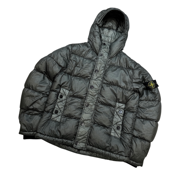 Stone Island Gun Metal Grey Garment Dyed Puffer Jacket - Large