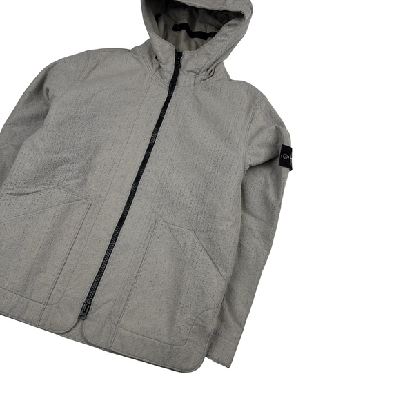 Stone Island 2022 Grey Needle Punched Reflective Balaclava Jacket - Small