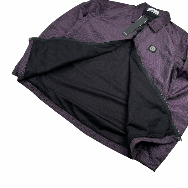 Stone Island Seersucker Purple Nylon Overshirt - Large
