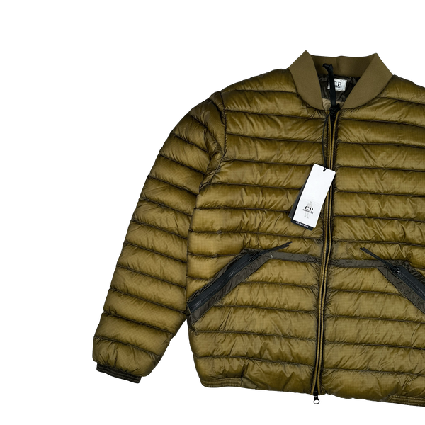 CP Company Khaki DD Shell Collar Puffer Bomber Jacket - Small