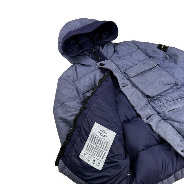 Stone Island Purple Lino Resinato Down-TC Puffer Jacket - Small