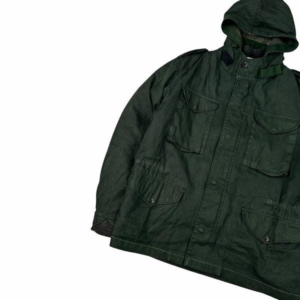 Stone Island 2005 Green Shoulder Badge Lino Flax Dutch Rope Jacket - Large