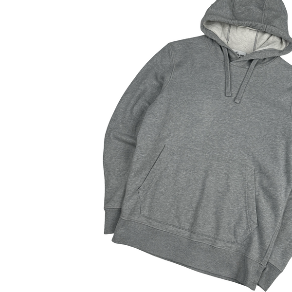 Stone Island 2021 Light Grey Pullover Cotton Hoodie - Small