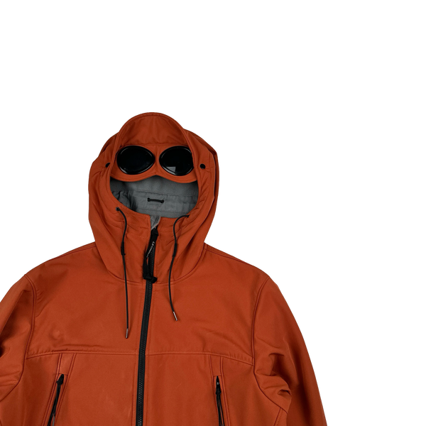CP Company Burnt Orange Fleece Lined Goggle Soft Shell Jacket - Large