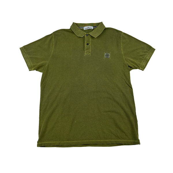 Stone Island Garment Dyed Green Polo Shirt - 3XL