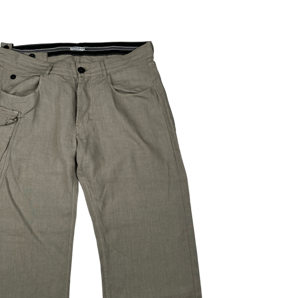 Stone Island 2007 Tan Lino Flax Badge Cargo Trousers - 38”
