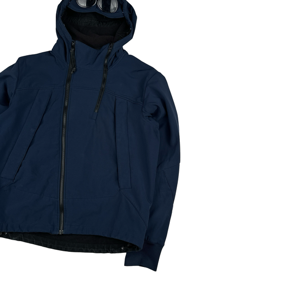 CP Company Navy Soft Shell Goggle Asymmetric Zip Jacket - Medium