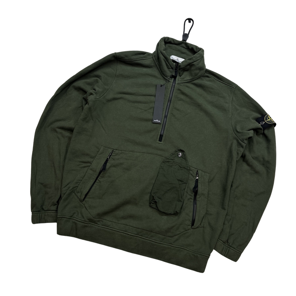 Stone Island Half Zipped Sweatshirt Dark Green - XL