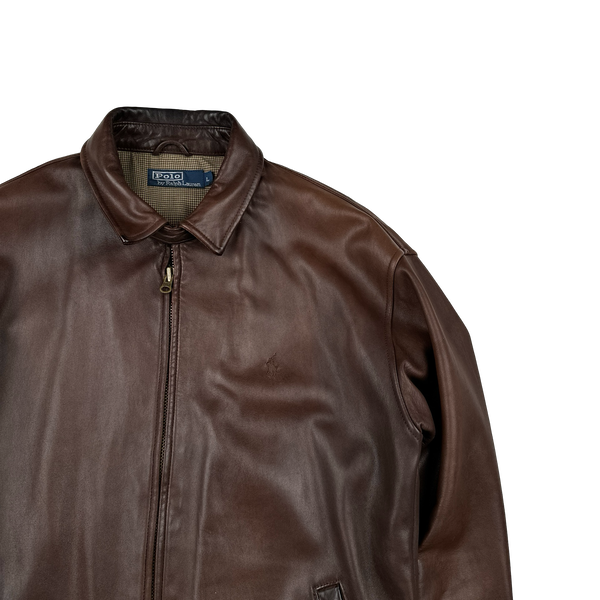 Ralph Lauren Brown Heavyweight Leather Jacket - Large