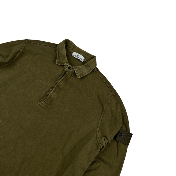 Stone Island 2015 Khaki Ghost Piece Cotton Pullover Collared Polo - XL