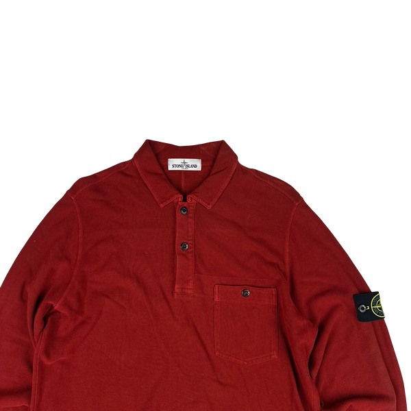 Stone Island 2013 Red Longsleeve Polo Shirt - Large