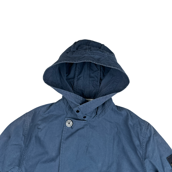 Stone Island 2020 Blue Hooded Cotton Cordura Jacket - Small
