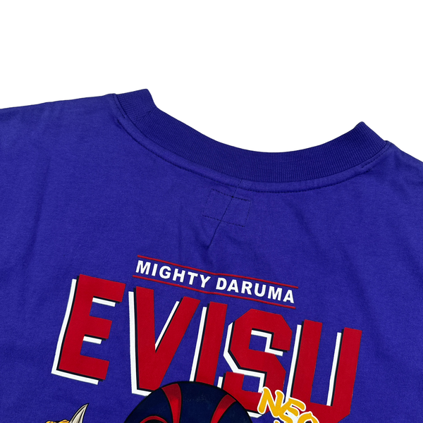 Evisu Graphic Blue Spellout T Shirt - Large
