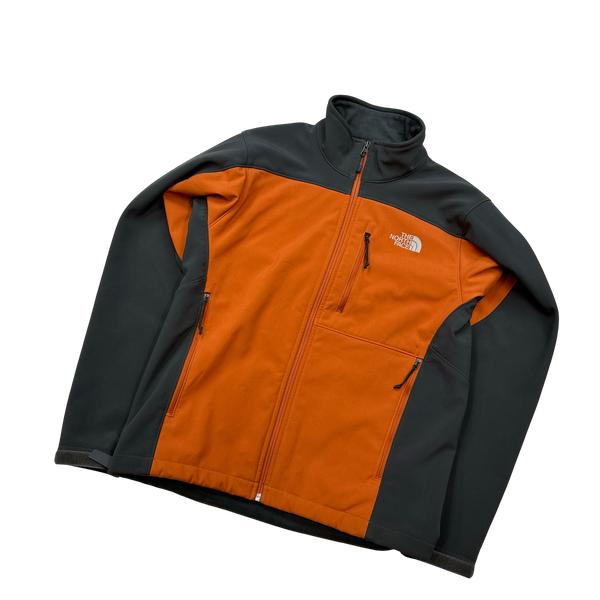 North Face Orange/Grey Soft Shell Fleece Lined Zipped Jumper - Small