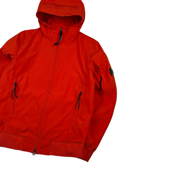 CP Company Red Soft Shell Hooded Zipped Jacket - Small