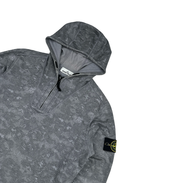 Stone Island 2015 Grey Cotton Marl Quarter Zipped Hoodie - Medium