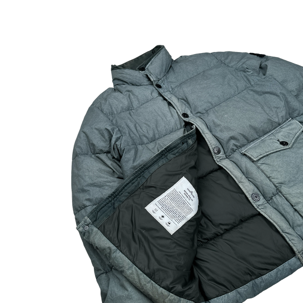Stone Island 2017 Grey Resin Poplin Down TC Puffer - Medium
