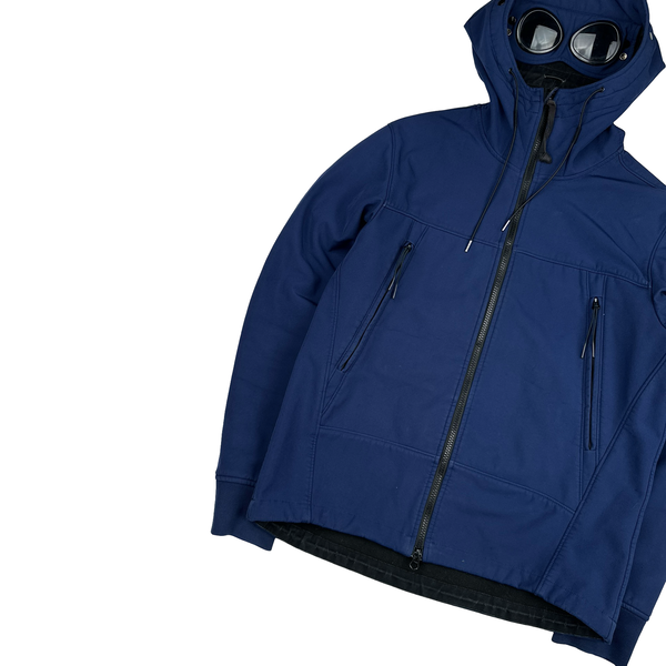 CP Company Deep Blue Soft Shell Goggle Jacket - Large