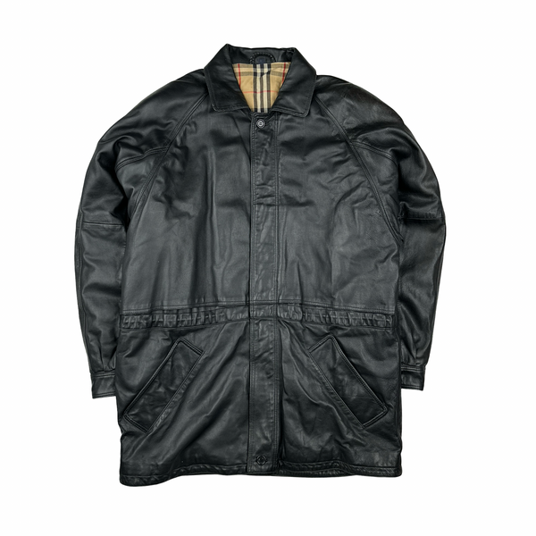 Burberry Leather Nova Check Lined Collared Duffle Coat - 3XL