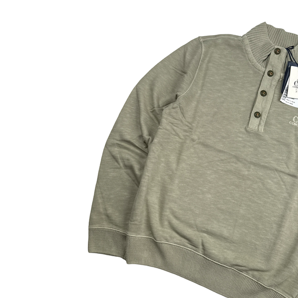 CP Company Pale Green Quarter Buttoned Jumper - Large
