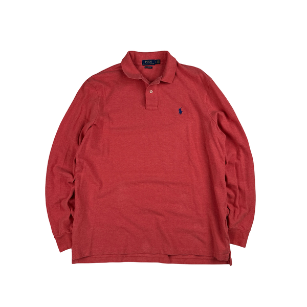 Ralph Lauren Hot Pink Long Sleeve Polo Shirt - Large