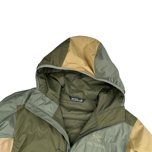 Arcteryx Green/Beige Colour Block Atom LT Hoodie Jacket - Medium