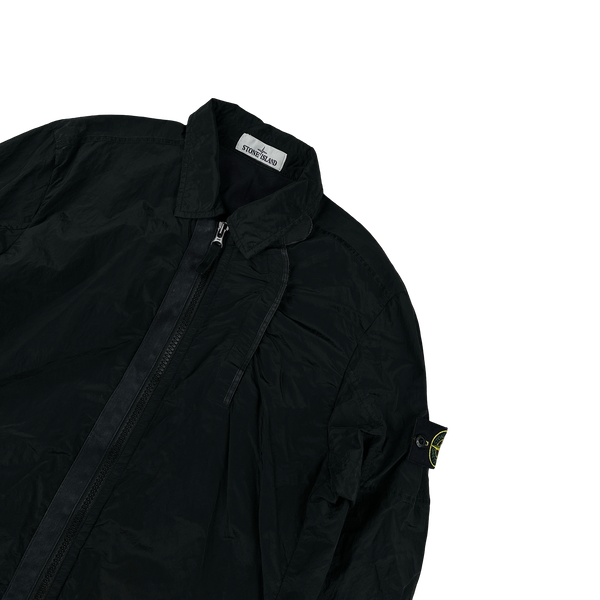 Stone Island Black Shimmer Nylon Metal Cotton Lined Overshirt - Medium