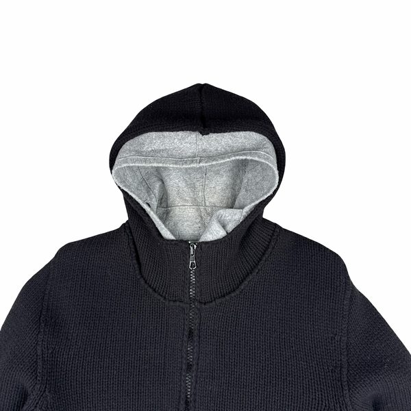 Stone Island 2008 Heavyweight Black Wool Knitted Dutch Rope Lined Jacket - XXL