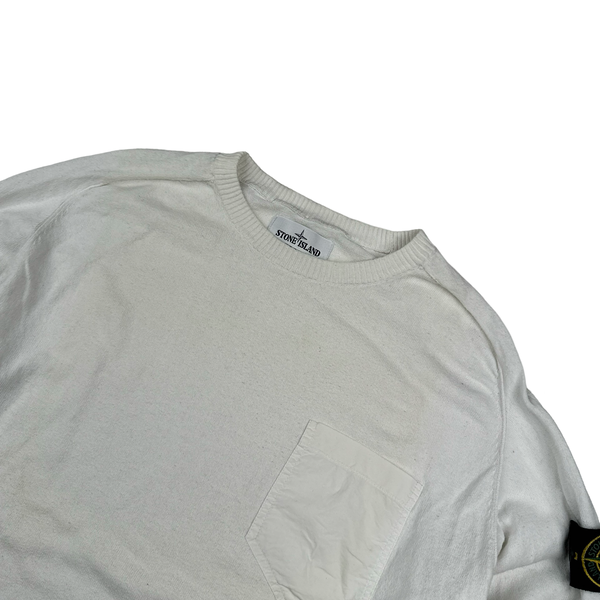 Stone Island White Cotton Crewneck - XL