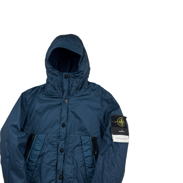 Stone Island 2014 Blue Mussola Gommata Padded Jacket - Small