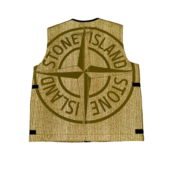 Stone Island 2022 Yellow Needle Punched Reflective Gilet - Large