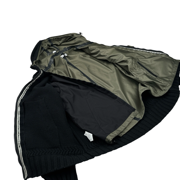 Stone Island 2008 Black Thick Wool Knit Nylon Liner 3 in 1 Jacket - 3XL