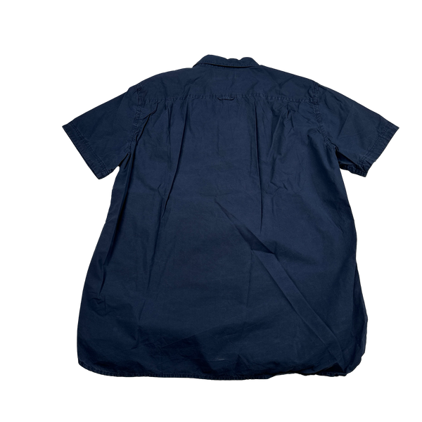 Stone Island 2014 Navy Cotton Spellout Buttoned Short Sleeve Shirt - XL